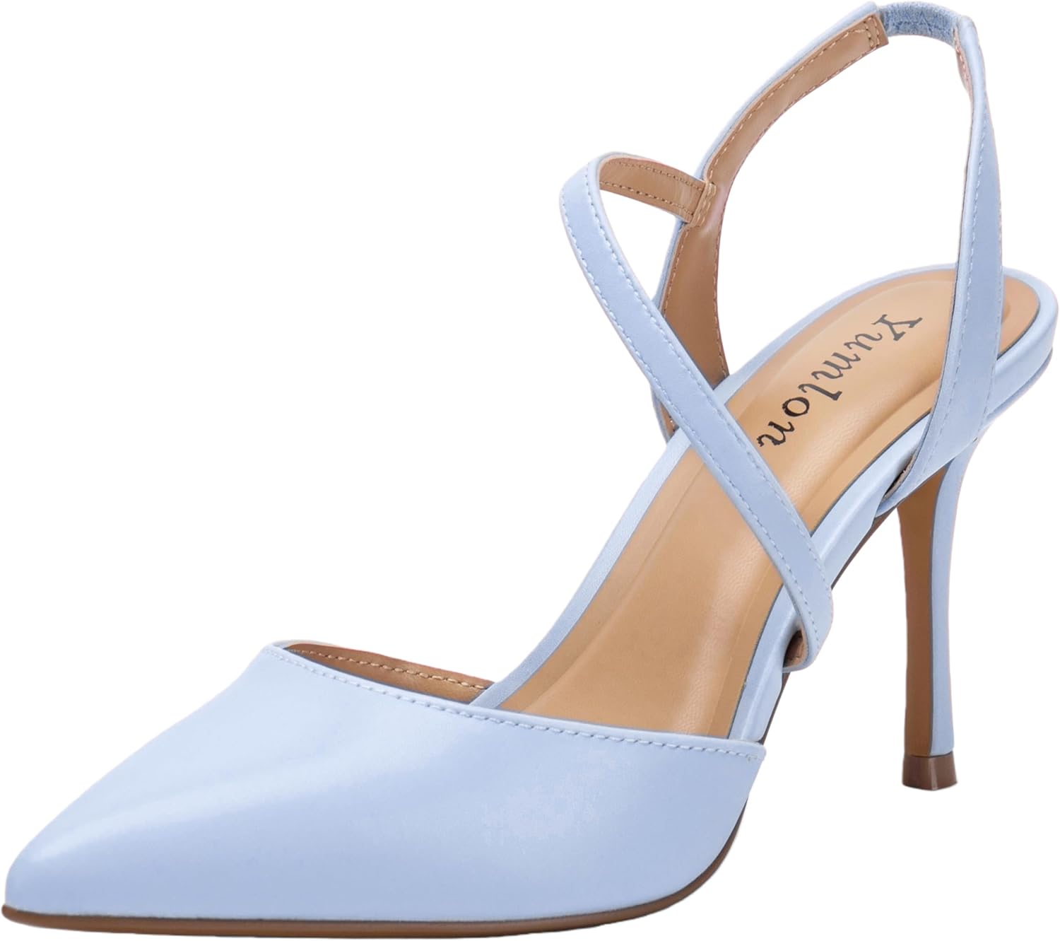 Closed Toe Slingback Heels Wedding High Stiletto Heel for Women 3.3 Inch Ankle Strap Pointed Toe Pumps Prom Dress Bride Shoes for Dinner Party Sexy