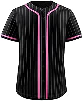 KXK Pinstripe Baseball Jersey Men Women - Blank Button Down Shirt, Breathable Moisture Wicking Team Uniform
