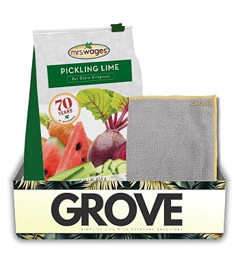 Mrs. Wages Pickling Lime 16 oz Bundle with Microfiber Cloth Ideal for Crisp Pickles, Green Tomatoes, Watermelon Rinds, and More Gift Set 2 Items