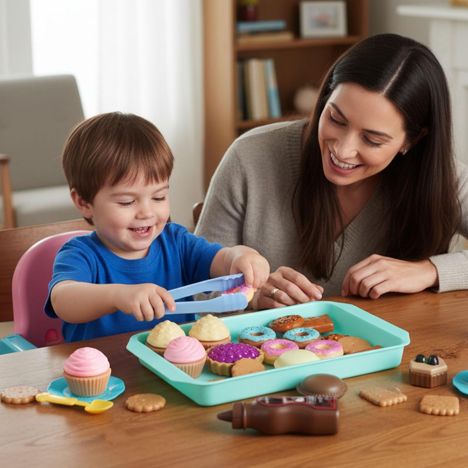 LOVESTOWN Pretend Play Desserts Toy Set - 29 PCS Kids Desserts Fake Food for Tea Party & Birthday Gift - Image 4