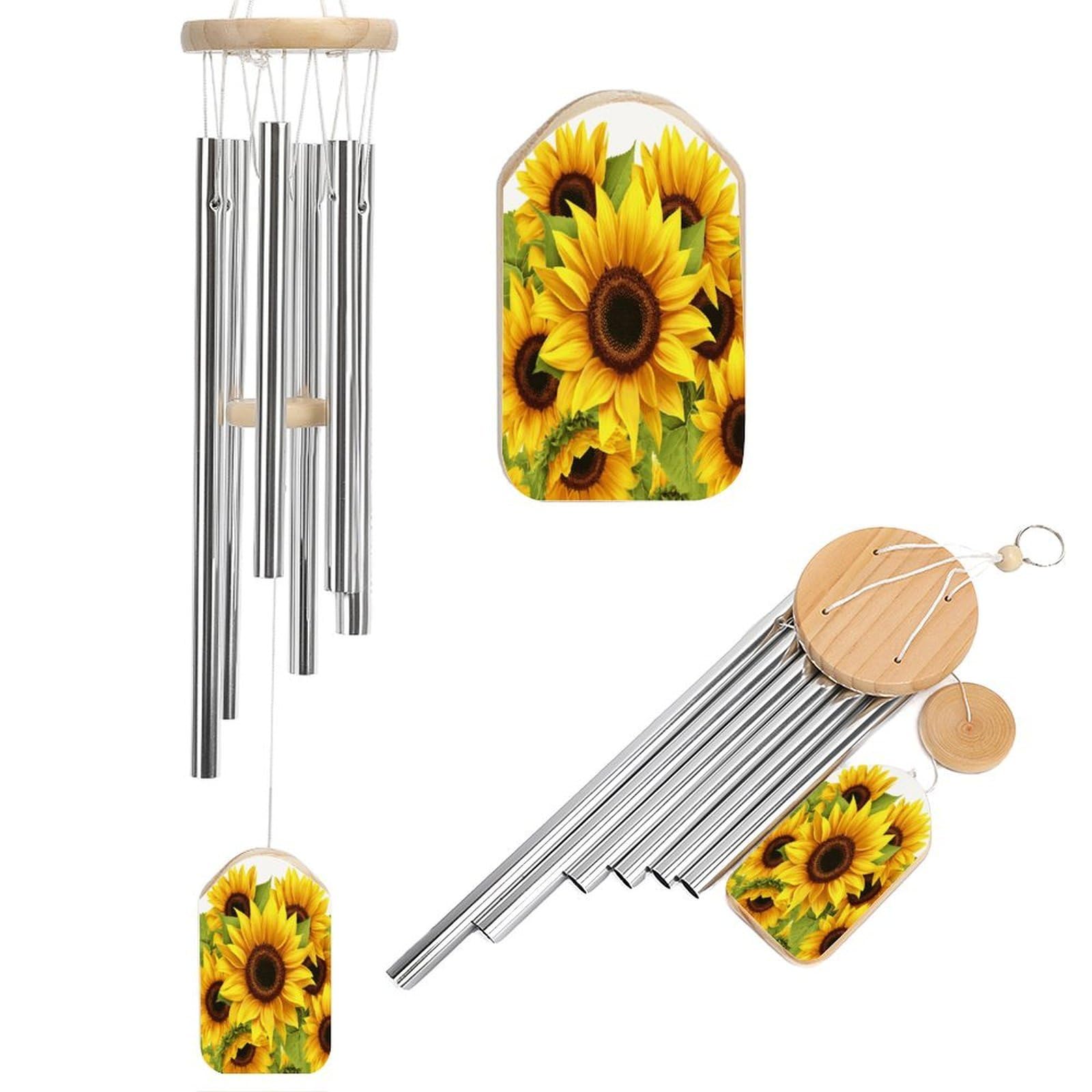 Sunflower Wind Chimes for Outside, Memorial Windchimes Deep Tone Soothing Melodic Tones, Sympathy Wind Chimes for Patio Home Or Garden Decor