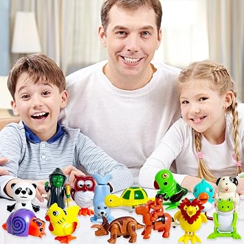 Baaxxango 24 Pcs Wind Up Toys Assorted Animals Bulk Flipping Walking Jumping Clockwork Toy,Wind Up Animal Party Favors Toy for Birthday Birthday Party Favors,Classroom Prizes,Treasure Box