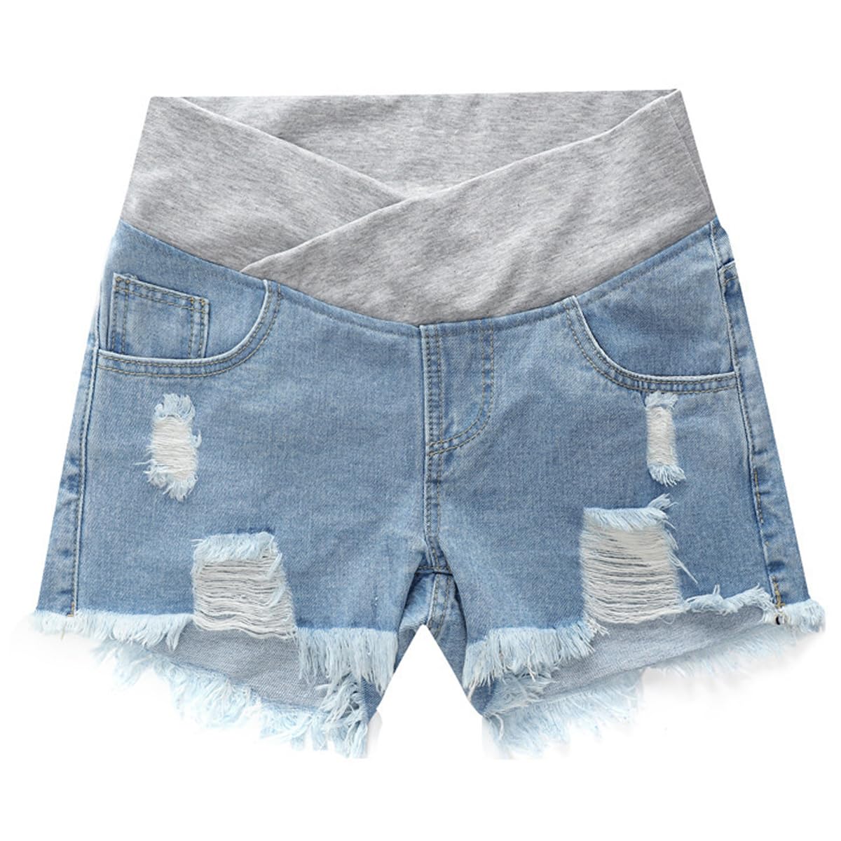 Jeans Shorts Umstandsmode Umstandsshorts Jeans Damen Schwangerschaft Denim Shorts Niedrige Taille Zerrissen Rohen Saum Umstandsmode Sommer Kurze Hose Jean Short für Schwangere Frauen, M-3XL