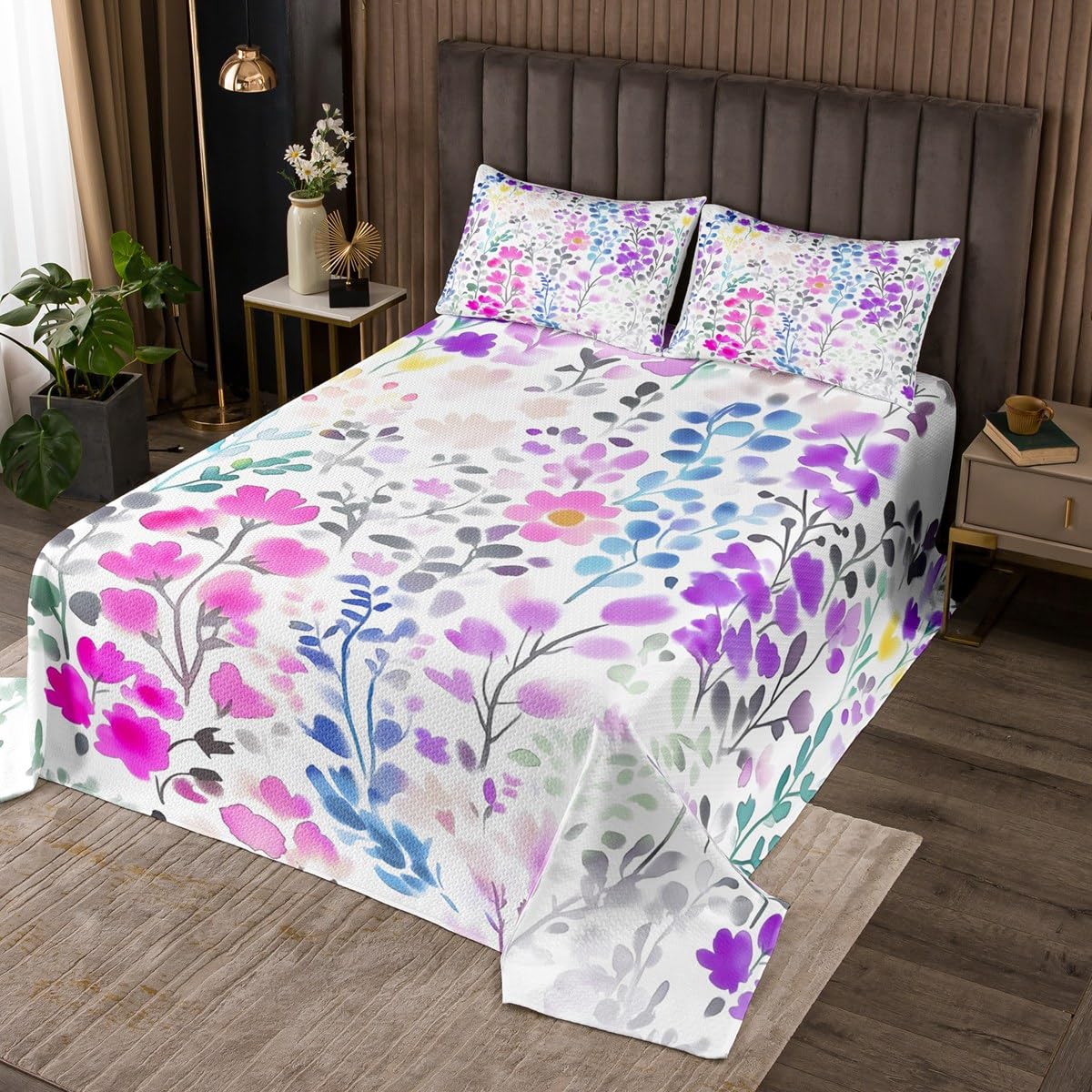 jejeloiu Damask Floral Bedspread for Girls Boys Kids Twin Size Vintage Jacquard Quilted Coverlet Room Decor Antique Classic Coverlet Set 2Pcs Bed Scarf Breathable Soft Lightweight Microfiber
