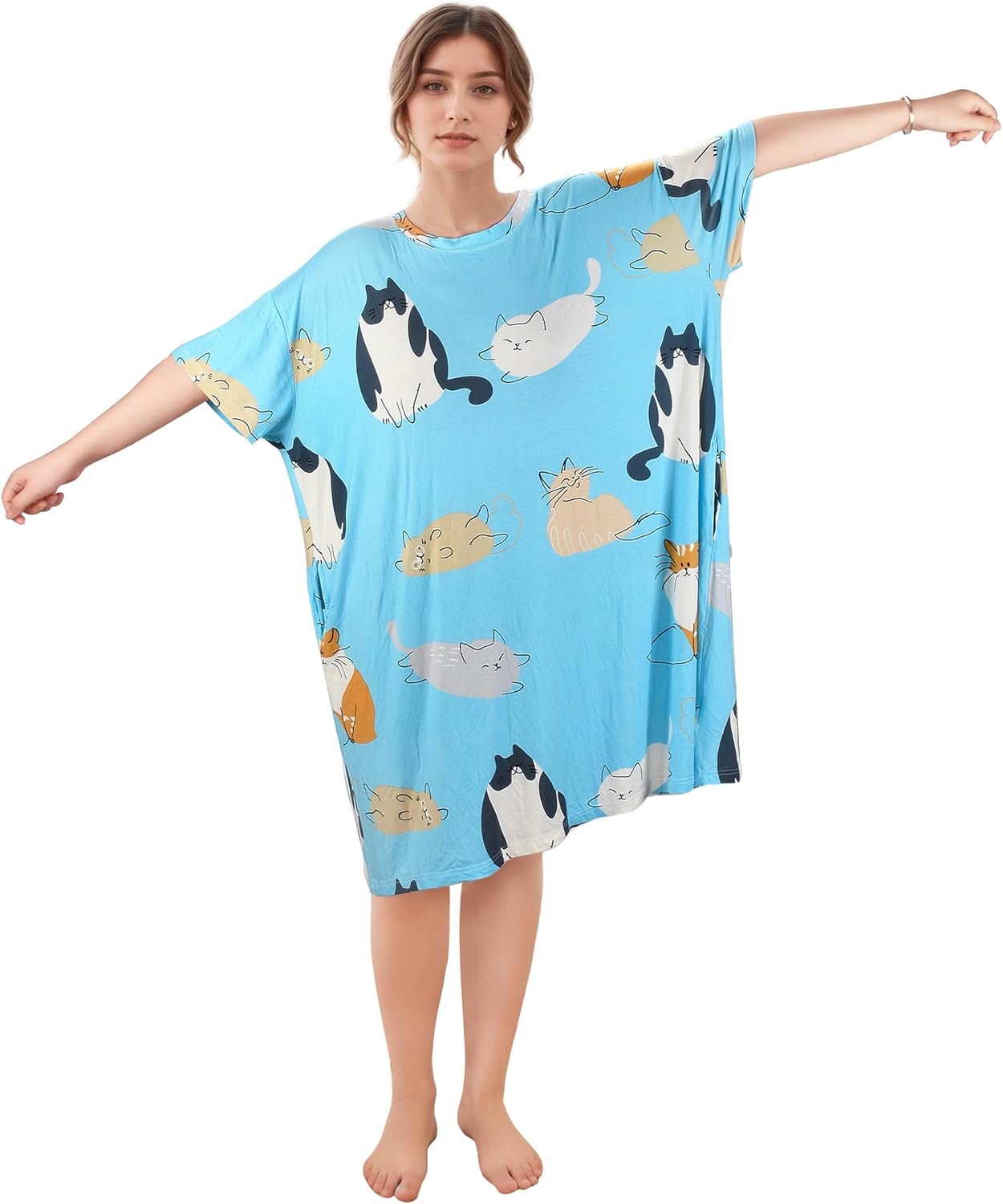 Catalonia Oversized Summer Cool Nightgowns for Women, Plus Size Sleep Shirts Dress, Long Sleepwear, Gift for Her, XS – 5XL