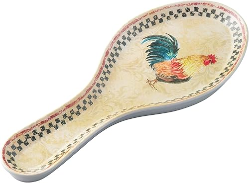 UP ware - Soporte para cuchara de melamina de 9.625 pulgadas, soporte para utensilios de cocina, mesa de comedor (gallo de campo)