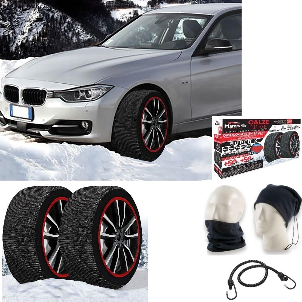 Chaussettes À Neige pour PNEUS-Roues 285/45 R21 Taille XXL ADAPTÉ AUX Routes DE Glace ET ENNEIGÉES Dispositif DE SÉCURITÉ en Tissu ANTIDÉRAPANT 3D Maranello SUPERX pour VOITURES-SUV-VANS-CAMPERS-4X4