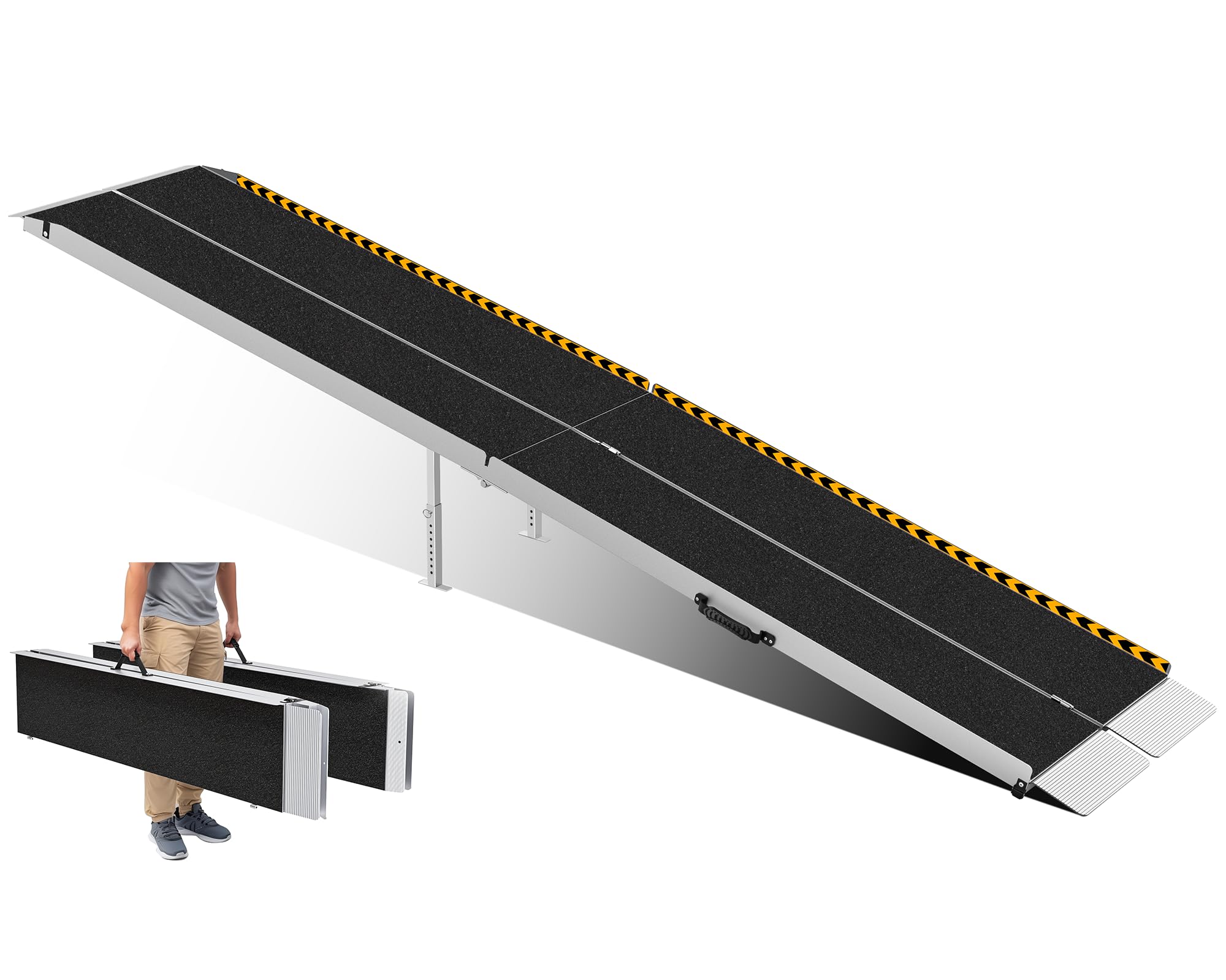 Wheelchair Ramp 12 Feet, Non-Slip Folded Handicap Ramp with Support Legs, Safer Door Threshold Wheelchair Ramps for Home, Wheel Chair Ramp for Home Steps, Stairs, Entry, Doorways, Scooter