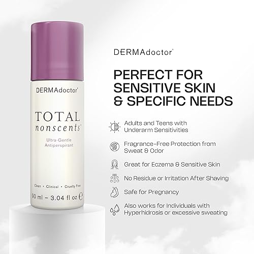 Miniatura 2 de DERMAdoctor Total NonScents Antitranspirante para mujeres, antitranspirante sin perfume ultra suave para pieles sensibles, desodorante de fuerza