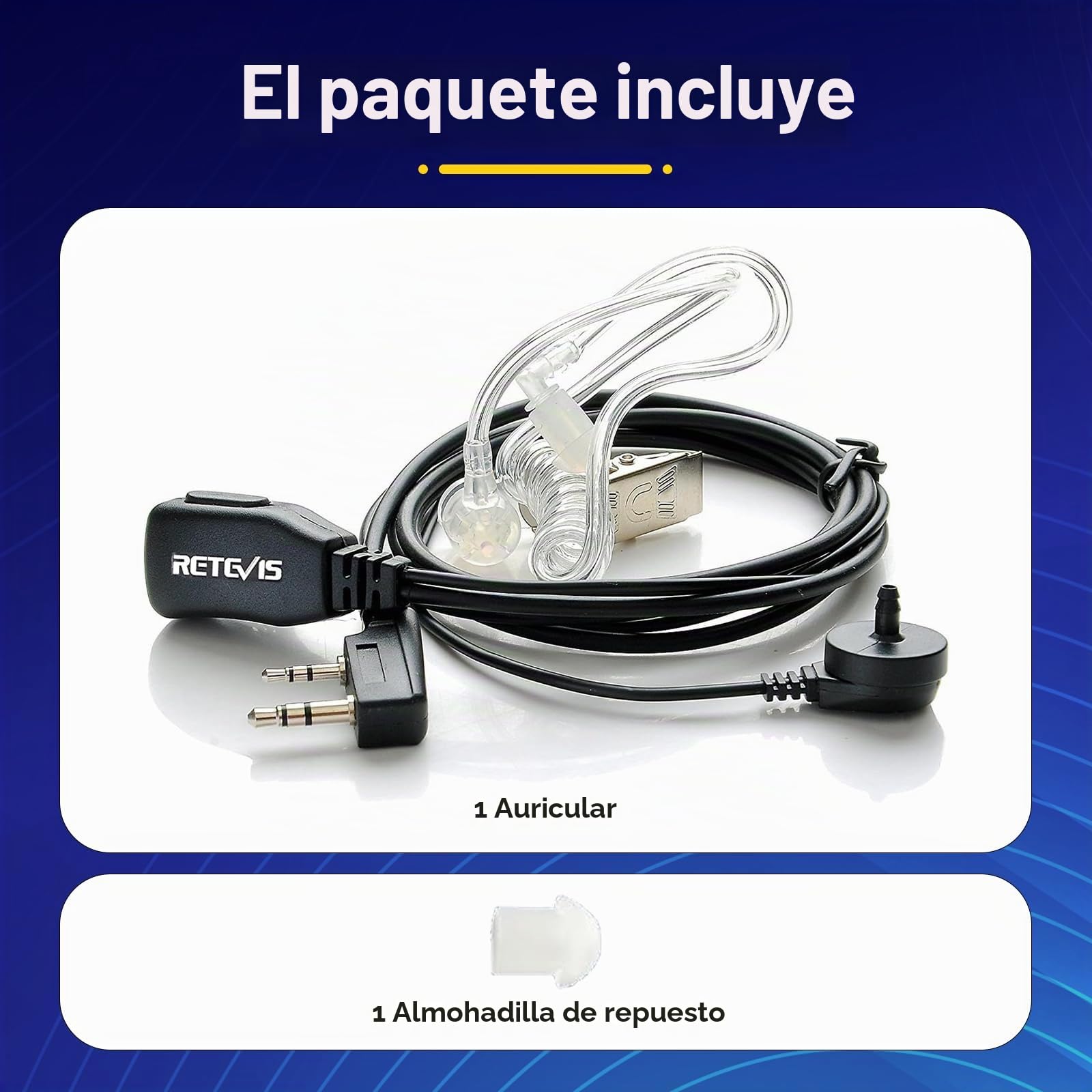 Retevis Pinganillo Walkie Talkie, Walkie Talkie Auriculars Auricular Transparente Antirruido con PTT, Compatible con eSynic Baofeng Kenwood RT24 RT27 RT619 RT668 RT5R(10 Piezas)