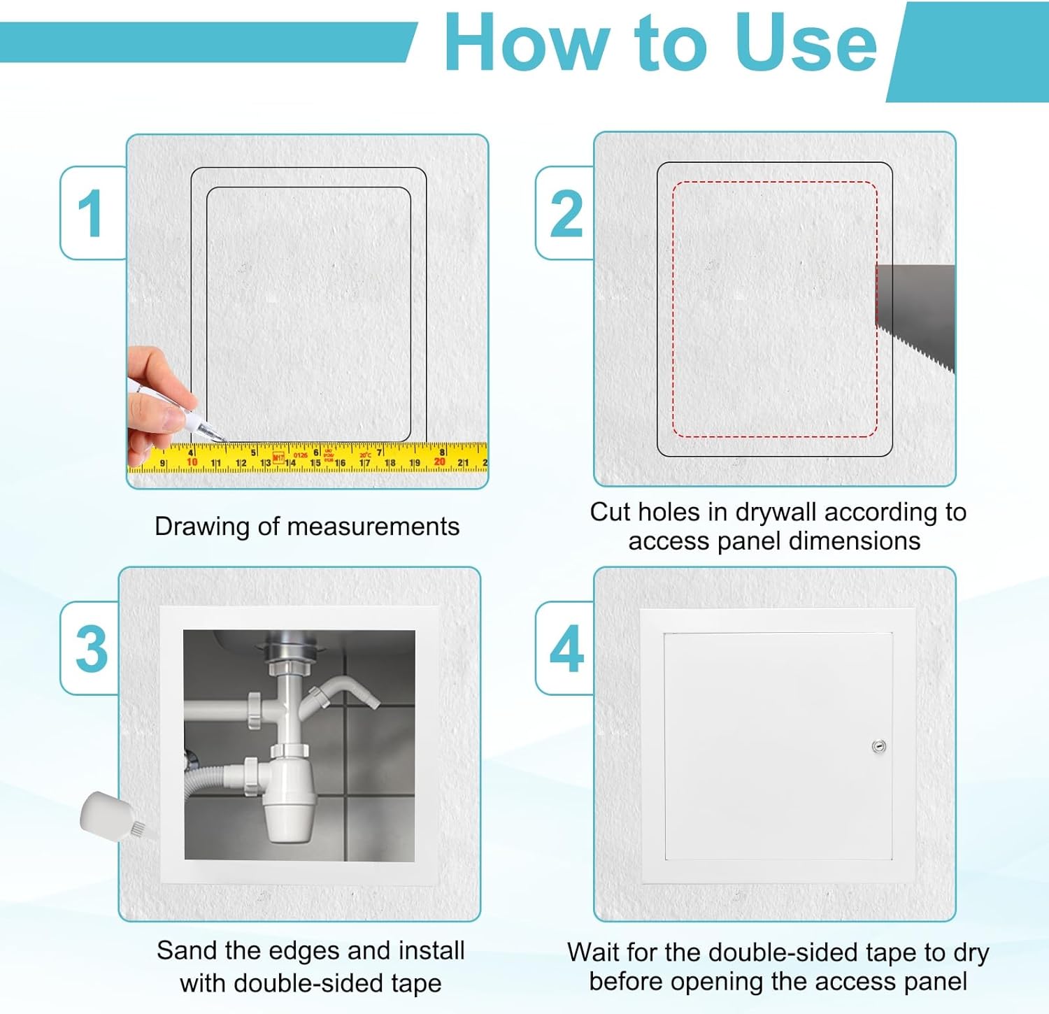 PATIKIL Drywall Access Panel 15x15 Inch, Aluminum Frame Wall Hole Cover Plumbing Access Doors with Cam Latch Lock for Wall Ceiling, White