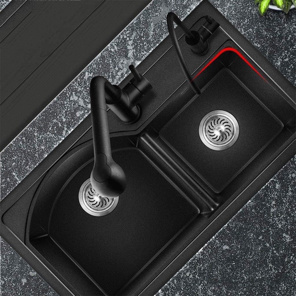 Home Black Double Trough Large Capacity Thick Sink Tableware Supplies Easy to Clean Gift