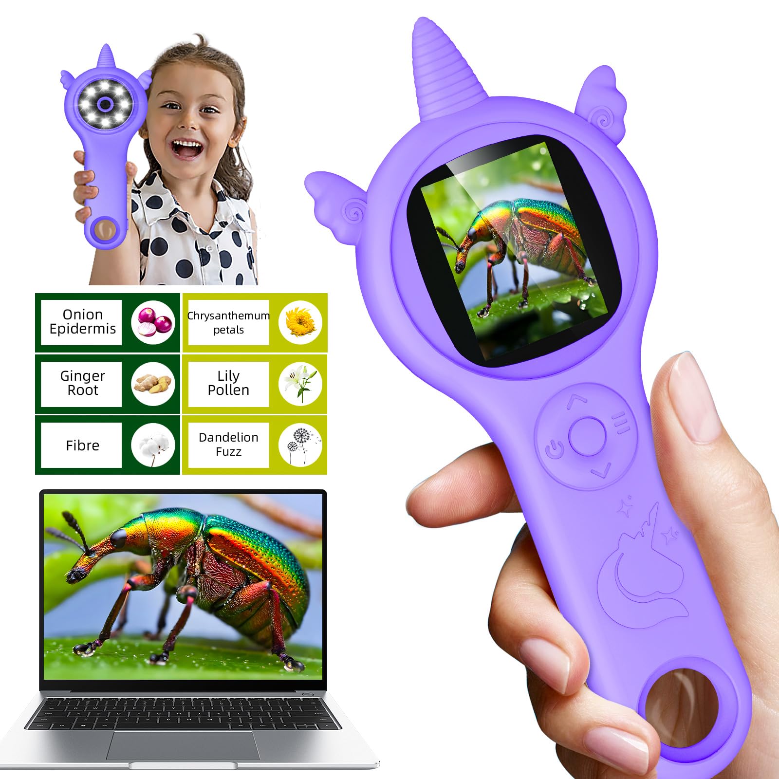 Digital Microscope Insect Kids Digital Microscope 2-in-1 Kids Microscope & Camera - 500x Digital ...
