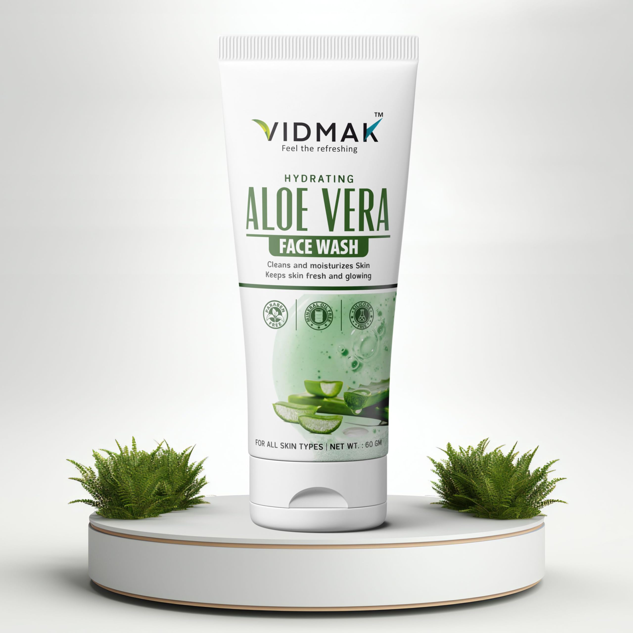 VIDMAK Aloe Vera Face Wash | Hydrating & Refreshing Cleanser for All Skin Types | Deep Cleans, Moisturizes & Glows | Gentle Herbal Formula | 60g 3