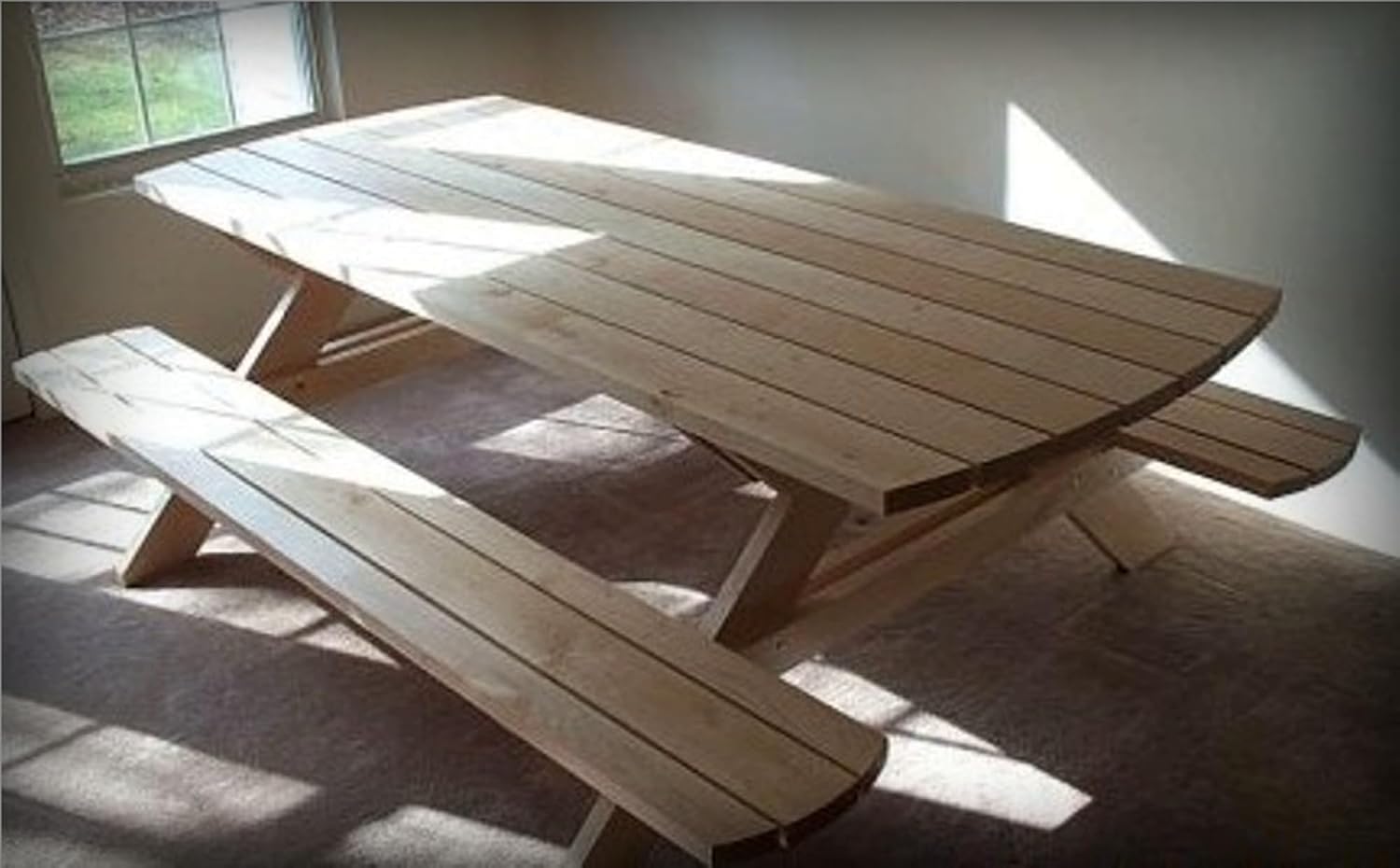 Picnic Table How-to Book; Paper Pattern Plan to DIY and Easily Build 7' Family Sized with Attached Bench Seats