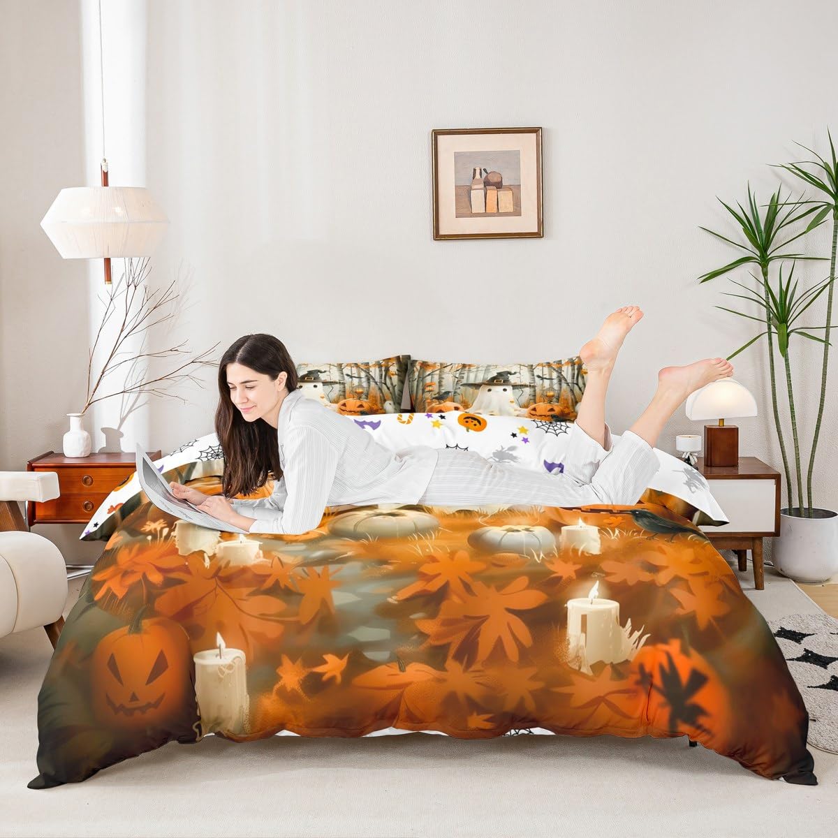 Parure Halloween lit simple Manfei pour transformer la chambre d'enfant en automne