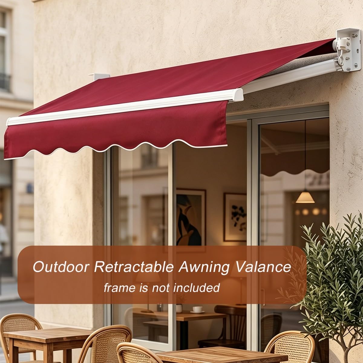 Mantovana di ricambio per tenda da patio, striscia in tela per tenda da sole, mantovana anteriore di ricambio impermeabile per tettoia da esterno per giardino terrazza(Beige,380cm)