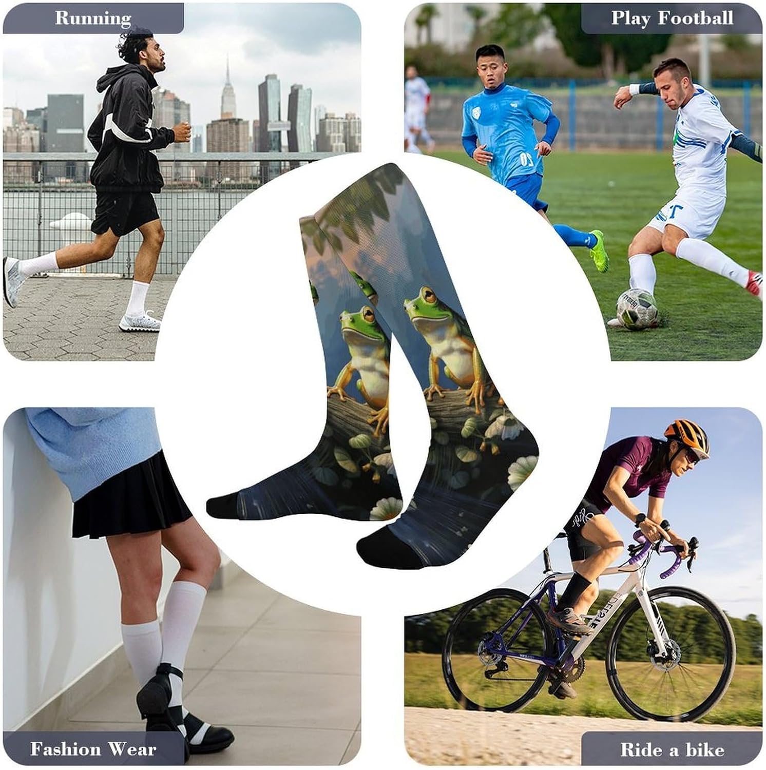 Frogs Sing Knee High Soccer Socks Moisture Wicking