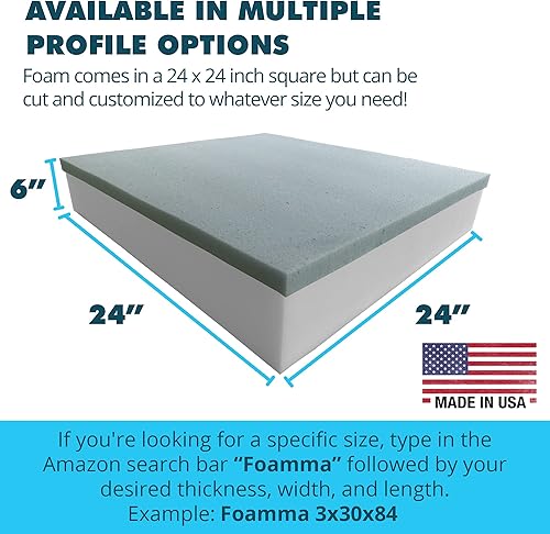 Miniatura 2 de Foamma Espuma viscoelástica de gel de 6 x 24 x 24 pulgadas (espuma para sillas de comedor, cojín de asiento de silla de ruedas)