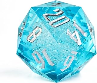 Poludie D20 Single Dice 55mm, 20 Sided DND Dice, Giant D20 D&D Polyhedral Dice Large D20 for Dungeons and Dragons, RPG, MTG Table Games ( Transparent Blue Bubbles )