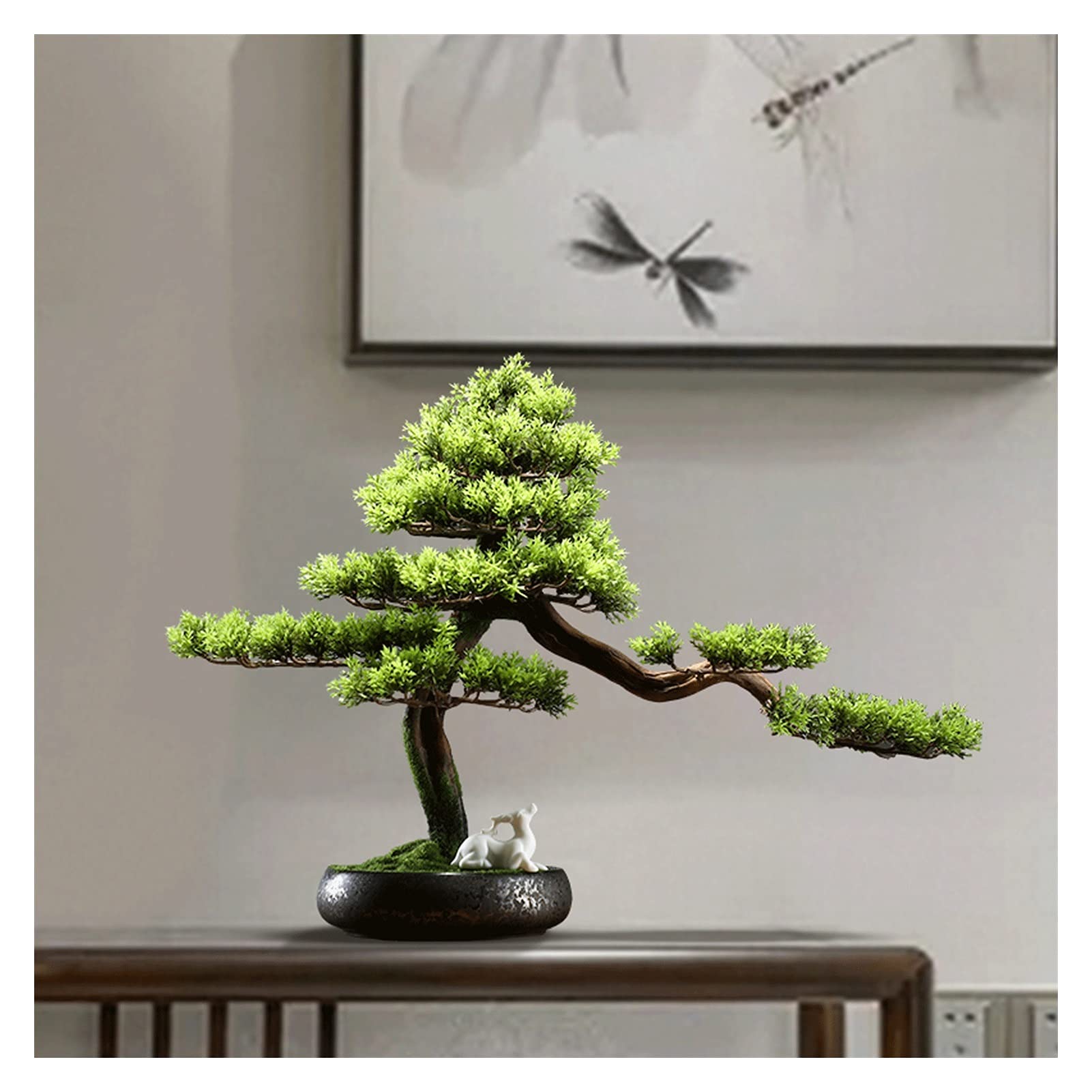 Piante artificiali Albero del bonsai artificiale da 16 pollici, impianti finte decorati da fulvo, for l'ufficio domestico, decorazioni da giardino Zen (con pennello for la pulizia) Bonsai artificiale