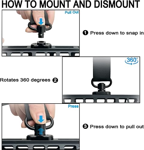 Miniatura 3 de VVAAGG Accesorio de eslinga giratoria QD de dos puntos de metal resistente de 1.25 pulgadas para rifle (4 piezas)