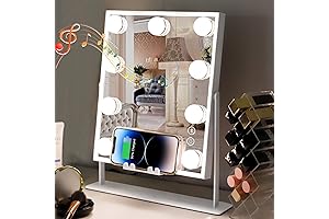 MISAVANITY Lighted Vanity Mirror with Wireless Charging and Bluetooth Speaker