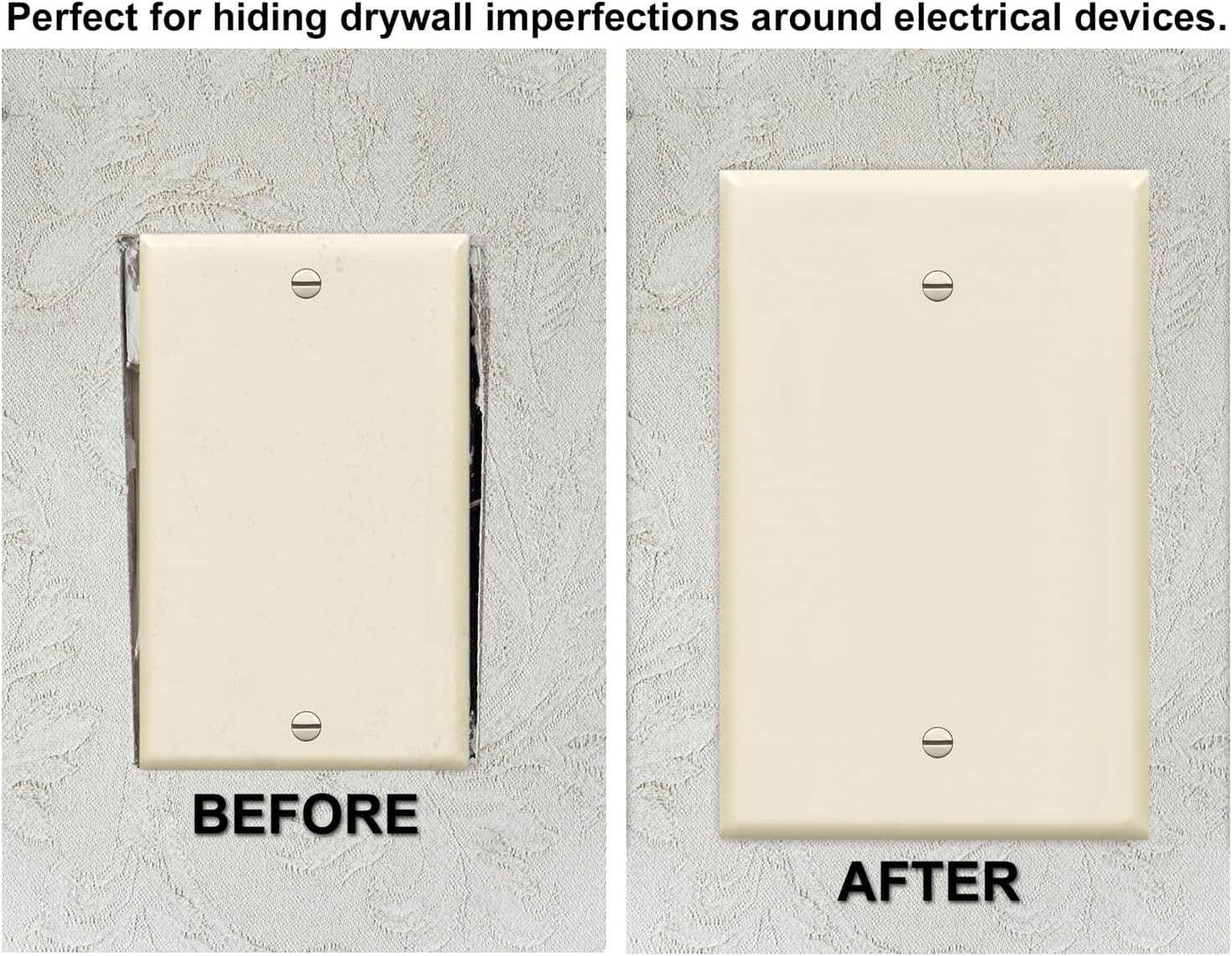 OVERSIZED JUMBO 1 Gang Blank Cover Plate, Blank (no holes) Wall Plate, One Gang Ivory OVERSIZE Jumbo Blank Switch Plate - Beige - Made in USA, UL Listed, 5.5" x 3.5"