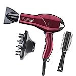 Infiniti PRO CONAIR Hair Dryer with Diffuser, Professional AC Motor, Tourmaline Ceramic Technology Blow Dryer, Includes Concentrator and Blowout Brush, Amazon Exclusive, Burgundy