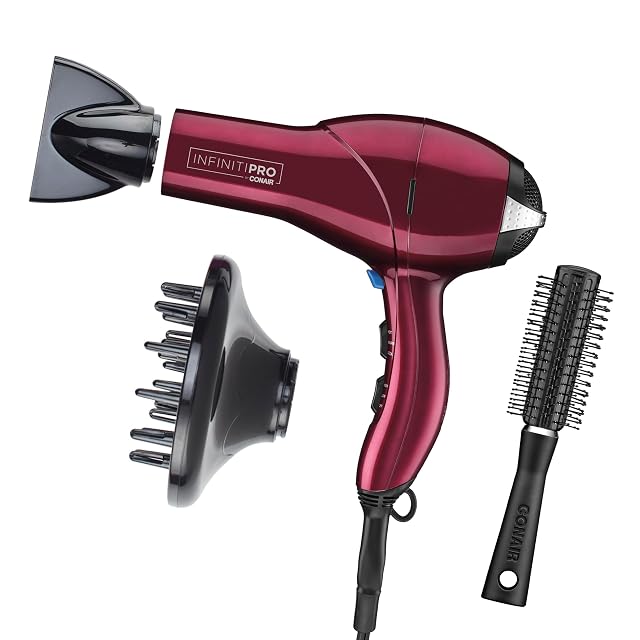 Infiniti PRO CONAIR Hair Dryer with Diffuser Professional AC Motor Tourmaline Ceramic Technology Blow Dryer Includes Concentrator and