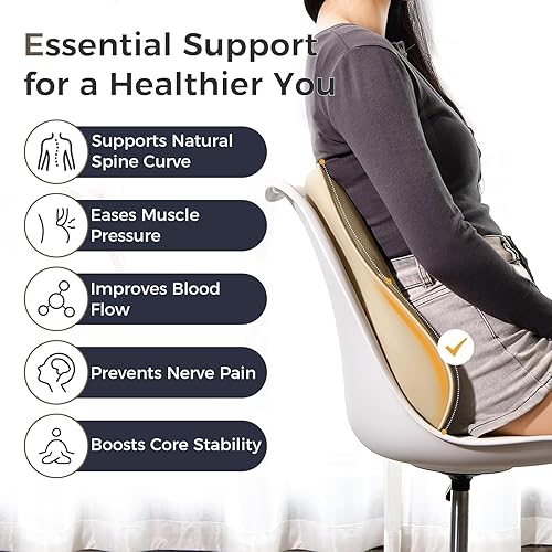 Miniatura 3 de Coverado Almohada de apoyo lumbar para automóvil, almohada ergonómica de espuma viscoelástica para silla de oficina, cojín de espalda para aliviar