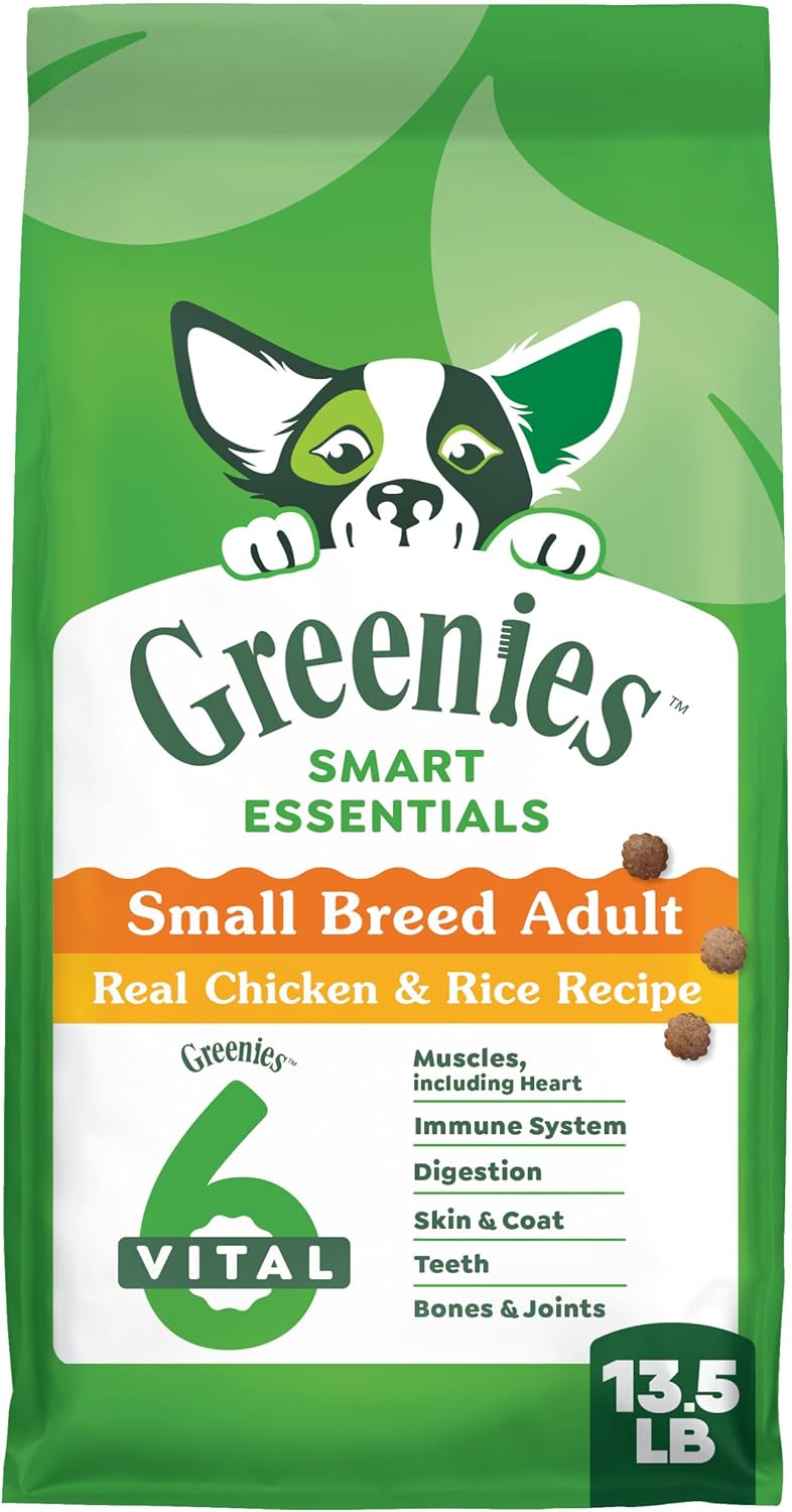 Greenies Smart Essentials Small Breed Adult High Protein Dry Dog Food Real Chicken & Rice Recipe, 13.5 lb. Bag