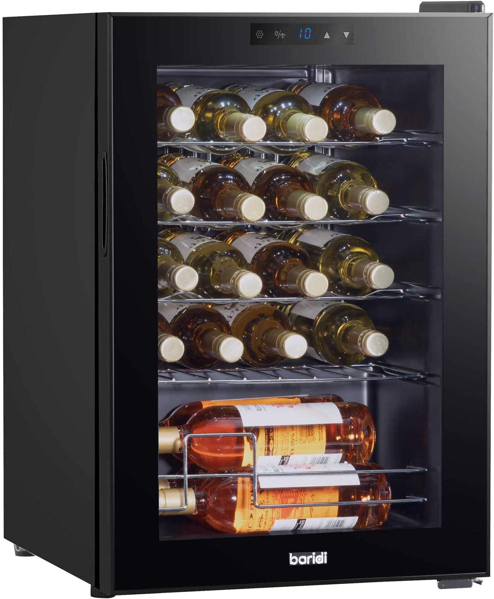 Dellonda Baridi 20 Bottle Wine Cooler Fridge with Digital Touch Screen Controls & LED Light, Black - DH8
