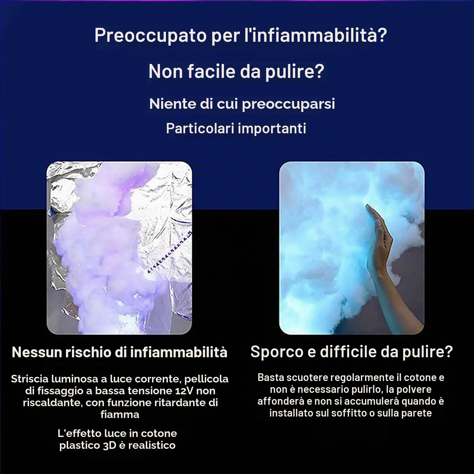 Luce a Nuvola, Luce LED a Forma di Nembo 3D con Fulmine in Cotone Nuvola Colorata per Atmosfera Notturna con Controllo App - Perfetta per Stanza da Gioco, Discoteca, Bar, Festa DJ - Luci a Nuvola