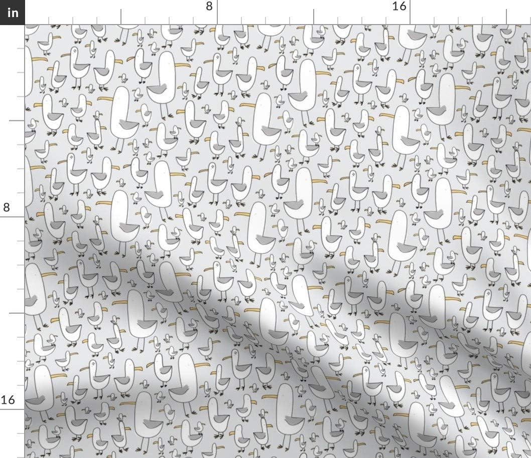 Spoonflower Fabric - Gray Sea Beach Ocean Bird Light Nautical Boat Coastal Love Printed on Petal Signature Cotton Fabric Fat Quarter - Sewing Quilting Apparel Crafts Decor