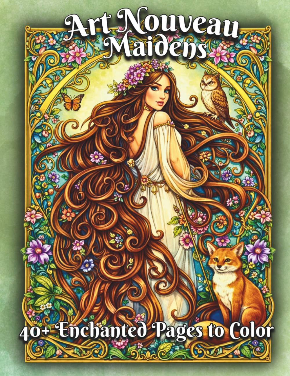Art Nouveau Maiden: A Decorative Coloring Book of Flowing Figures, Botanical Elegance, and Vintage Fantasy Art (Enchanted Figures)