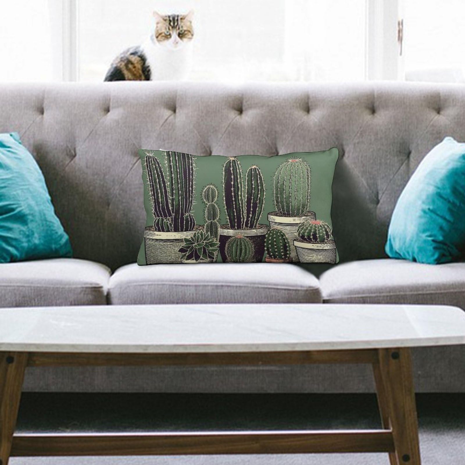 NTVOWPZO Decoration Throw Pillow Covers 8"x12" Pillowcases Covers Green Cactus Soft Pillowcases Modern Farmhouse Home Decor Sofa Cushions Covers for Couch Bed Living Room