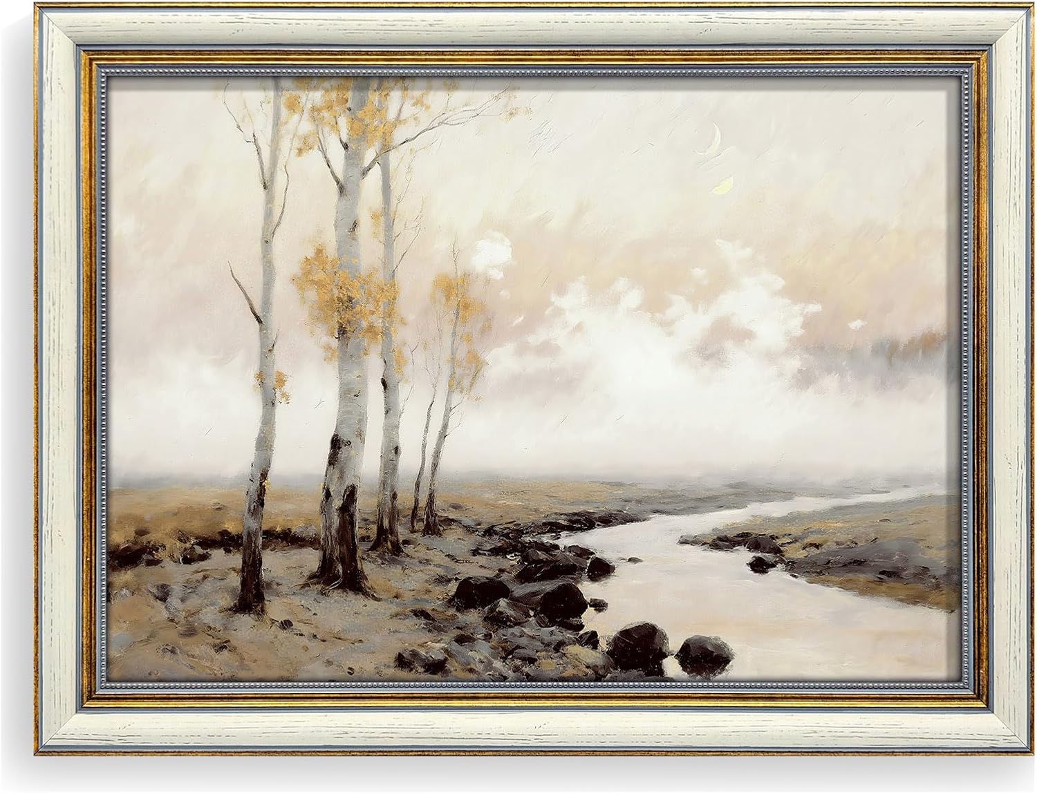 EAFPG Textured Gel Finish Gold Framed Vintage Wall Art for Bathroom, Funny Dog Painting Canvas Print for Living Room or Bedroom, Cute Animal Picture for Kitchen, Aesthetic Wall Decor, 8"x10"