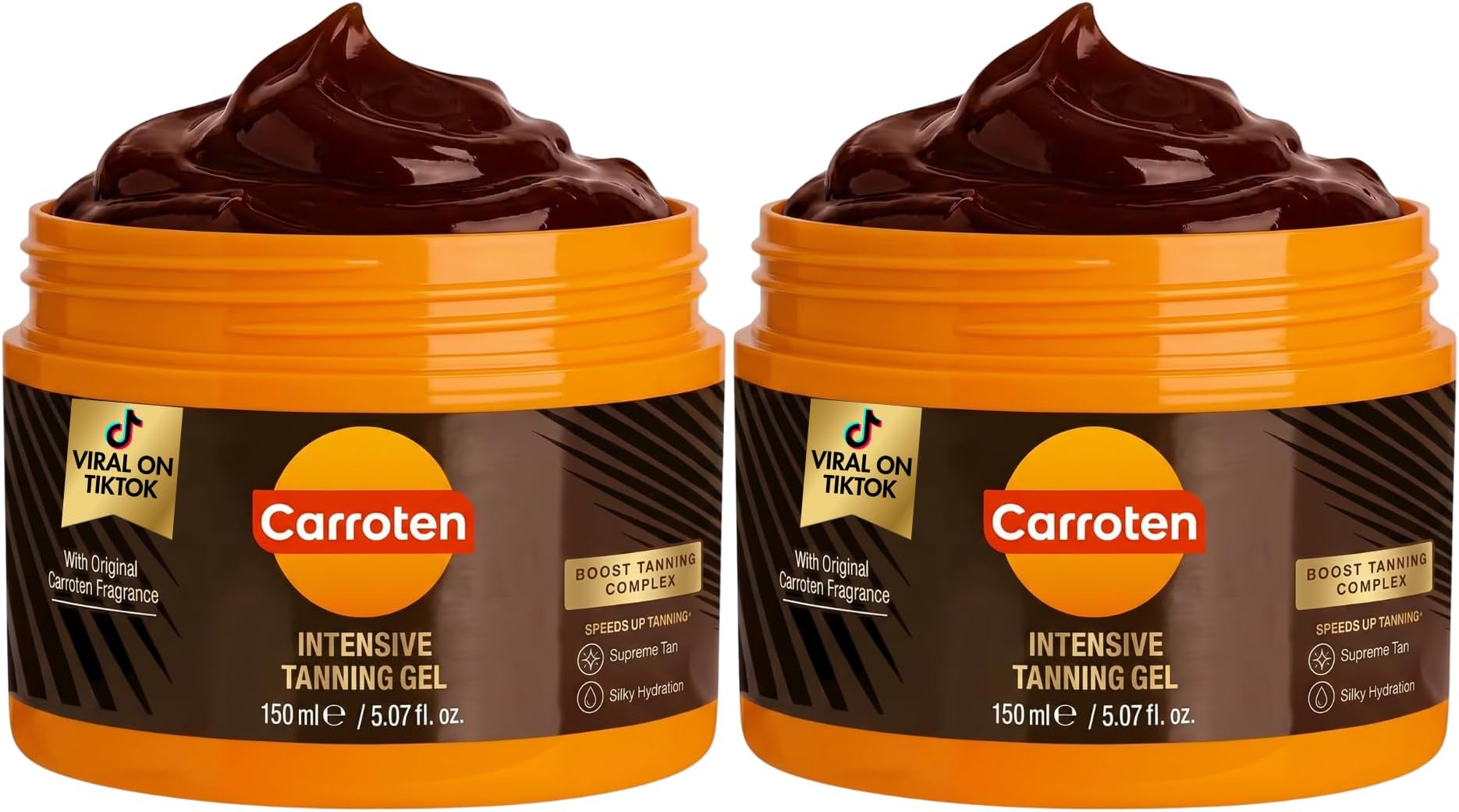 Carroten Intensive Tanning Gel | Browning Tan Accelerator | Non-Greasy, Water-Resistant with Carrot and Coconut Oil | Vitamin A & E For Moisture & Hydration | 5 Fl Oz (Pack of 2)