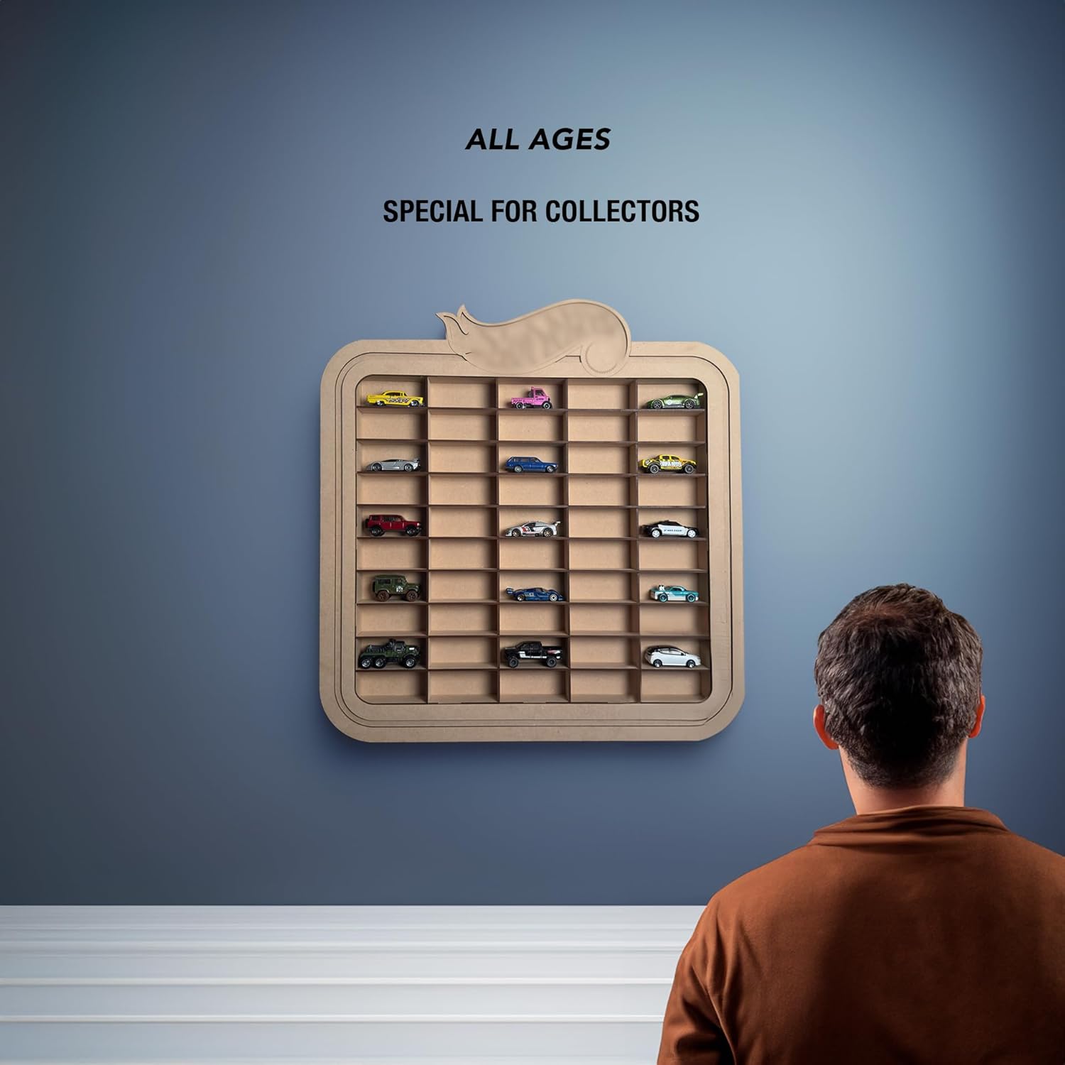 ALEJANDRO CORTES Premium Display Case: Special Edition for 1/64 Diecast Cars (Holds 50 Loose Cars - Wall-Mounted MDF) (1, Clasico)