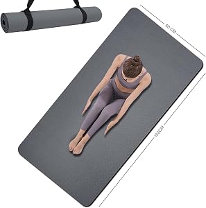 Yoga Mat Double-Sided Non Slip, 72'' x 32'' x 7mm - Extra Wide & Thick Yoga Mat with Strap, Professional TPE Yoga Mats for Home Workout, Ideal for Women Men Kids, Workout Mat for Yoga, Pilates and Floor Exercises
