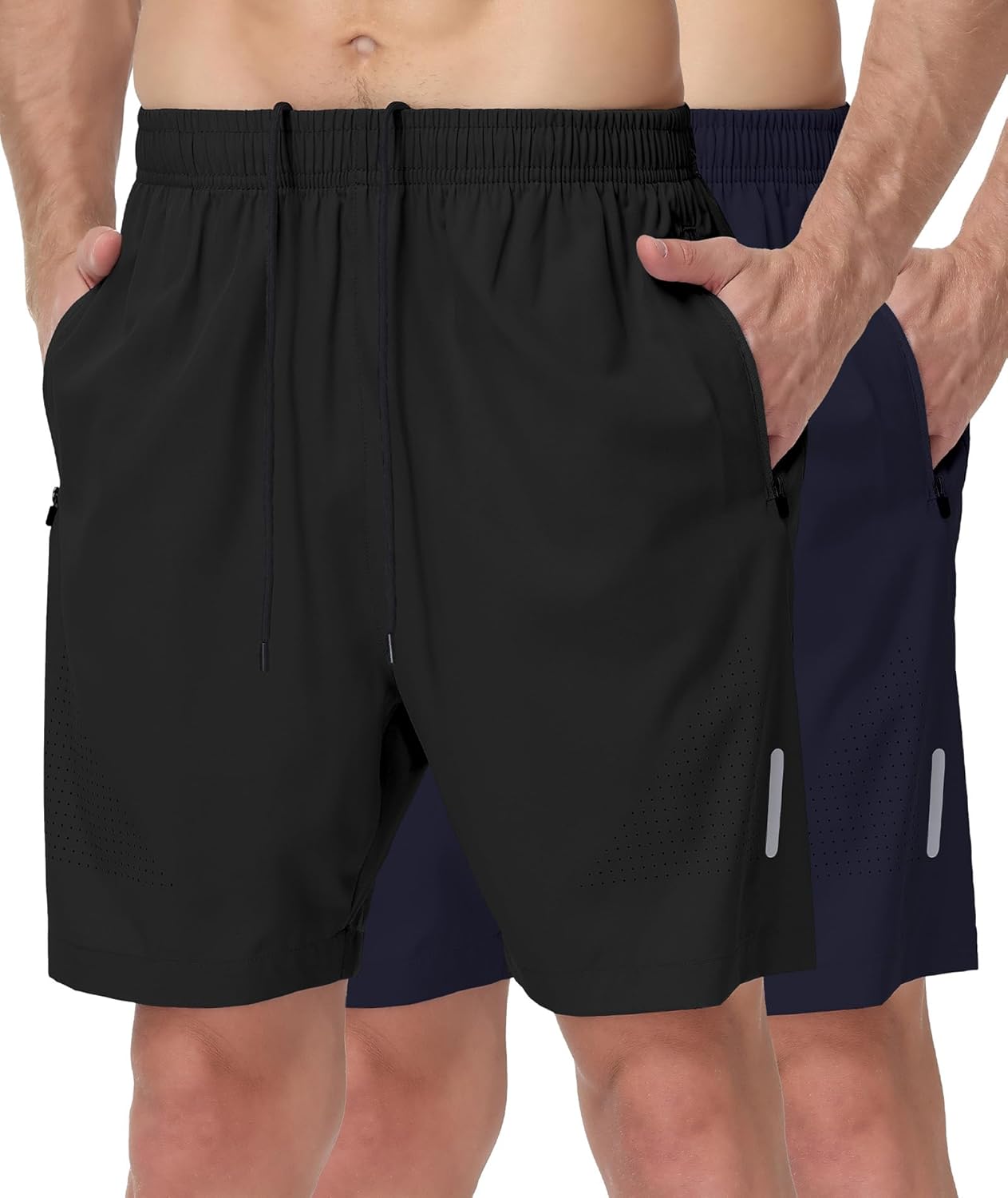 UUMIAER Mens Athletic Gym Shorts 7" Utra-Light Quick Dry Running Workout Basketball Shorts with Zipper Pockets Sports Tennis