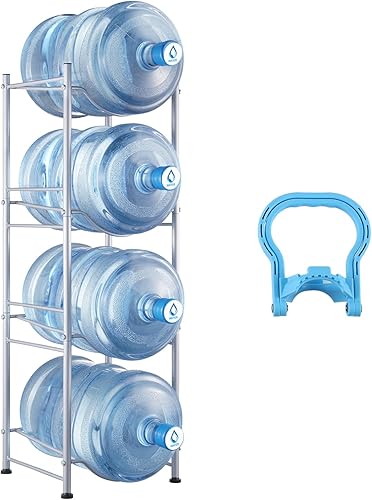 Miniatura 17 de VEVOR Soporte para Jarra de Agua de 5 Galones, Estante para Botellas de Agua de 3 Niveles con 3 Ranuras, Soporte Desmontable para Cocina, Oficina,