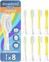 demirdental Ersatzbürsten for Kids passend für Philips Sonicare Ersatzbürsten Kids, Kinder Schallzahnbürsten, Kinder Ersatzbürsten ab 7 Jahre, entspricht HX6048, Gelb, 8er Set