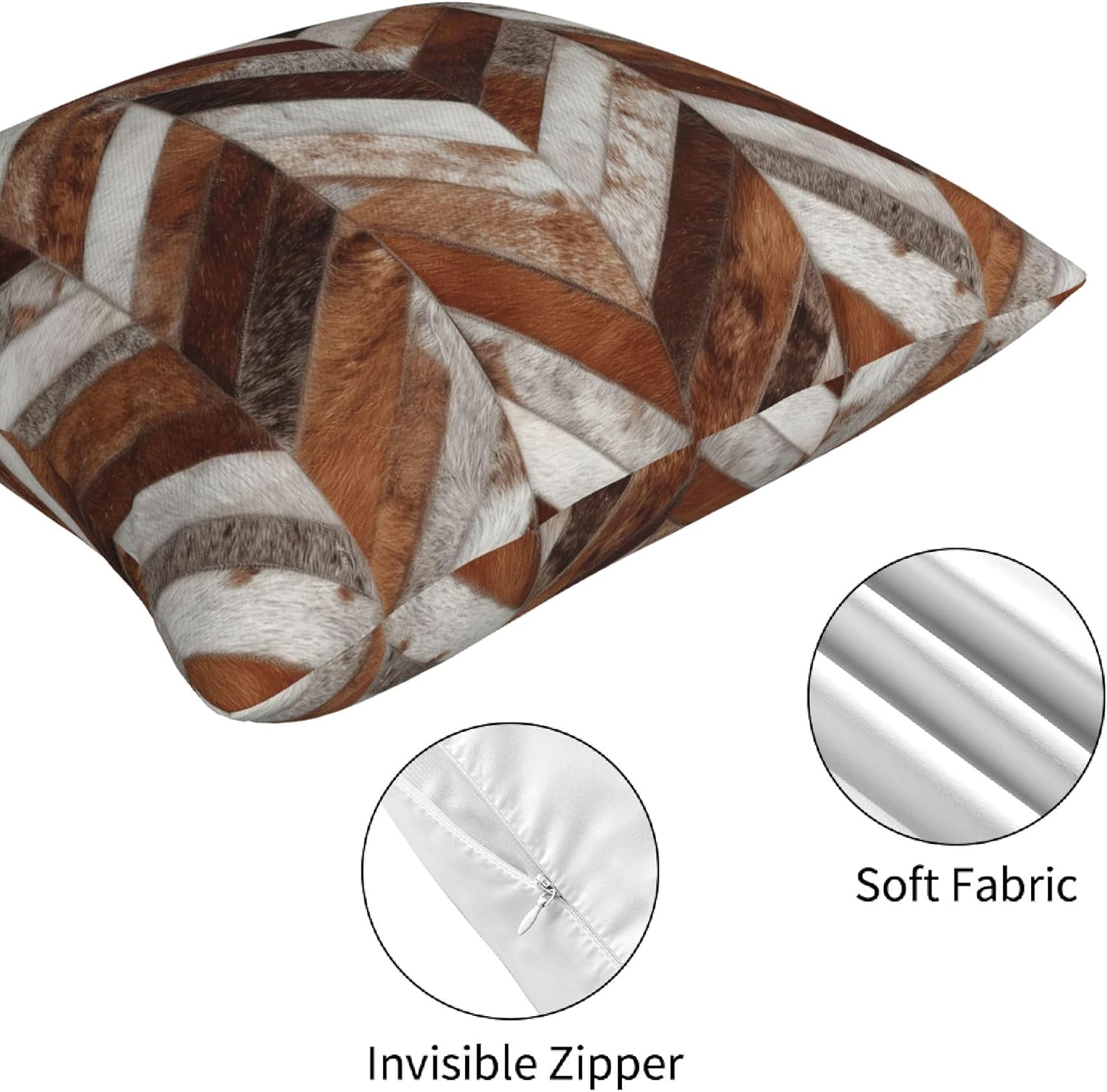 Cow Print Throw Pillow Covers 18 X 18 Inch Set of 4 Decorative Cushion Cover Home Decor for Sofa Chair Couch Bedroom Living Room - Image 4