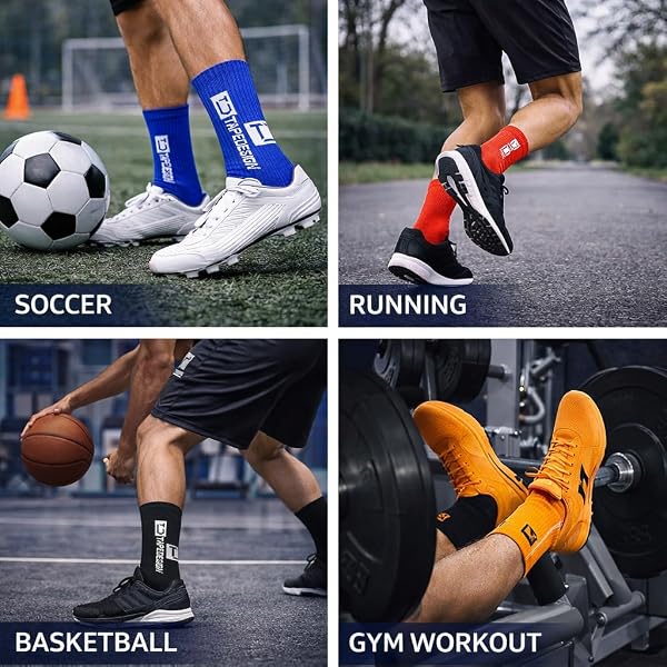 Calzini da calcio con imbottitura spessa, calzini antiscivolo per calcio, assorbenti e atletici - 5