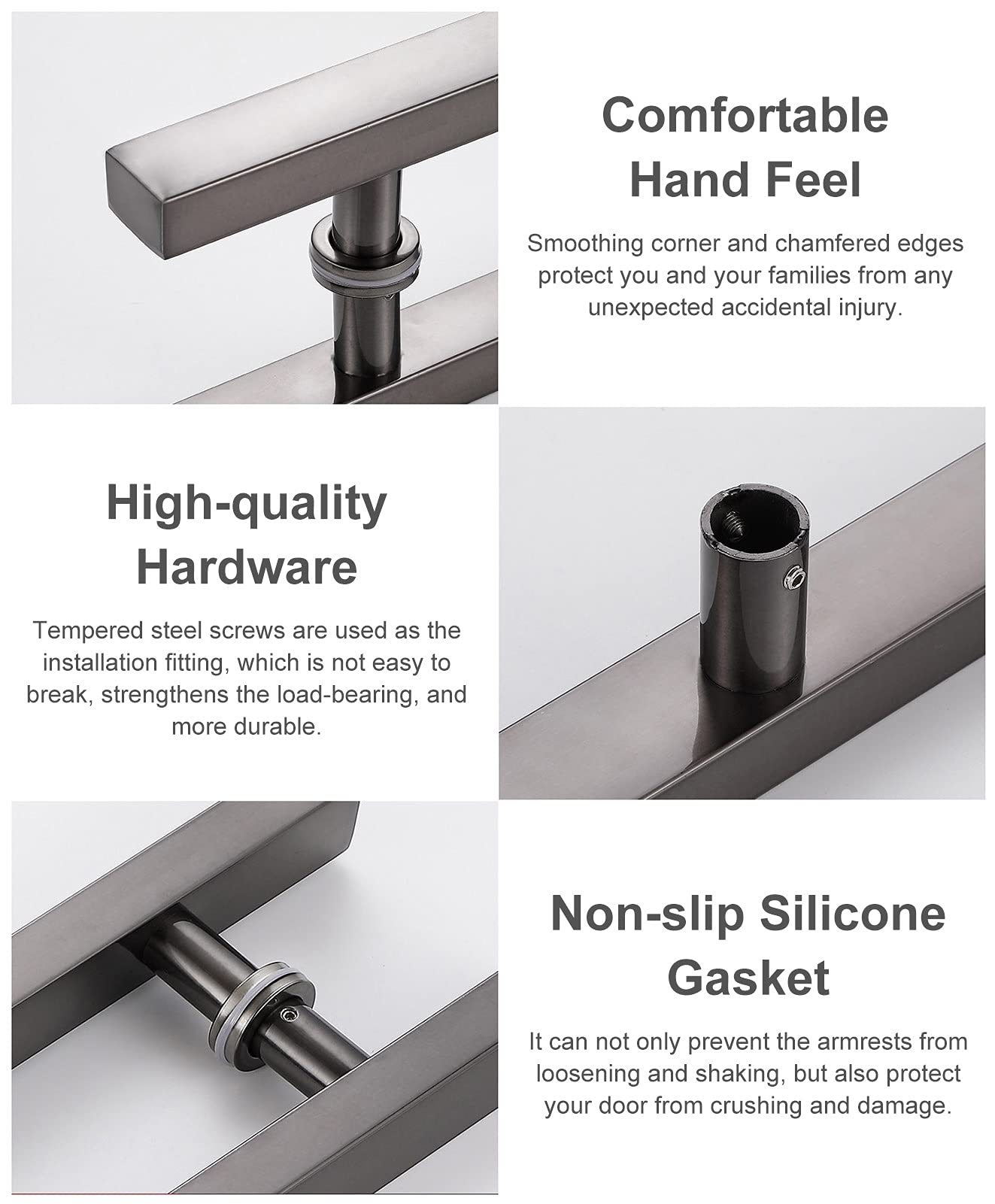 Tirador de Acero Inoxidable para Puerta corrediza de Granero - Manija Resistente de 61 cm para Puertas de Madera y Vidrio, de Calidad Comercial, Acabado Negro, herraje Duradero para Entrada