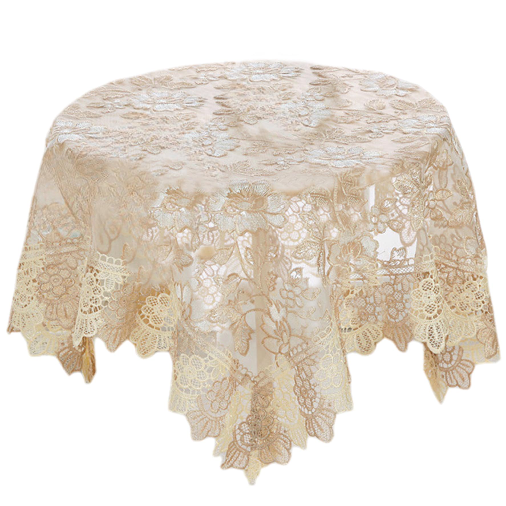 Wedhapy Embroidered Tablecloth Round Lace Tablecloth 71 Inch Lace with Tassels Vintage Washable Embroidered for Kitchen Dining