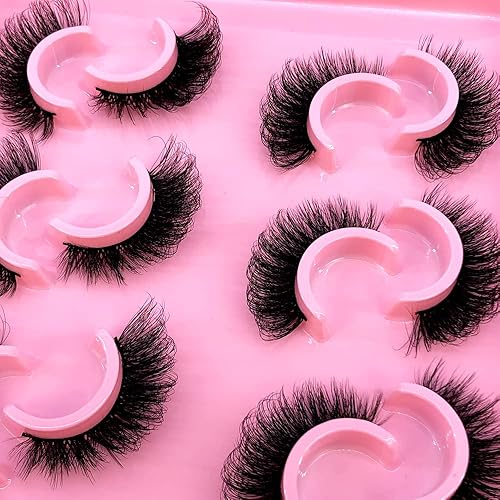 Miniatura 4 de HBZGTLAD Paquete de 6 pares de pestañas postizas esponjosas naturales de imitación de visón, paquete de pestañas 3D (MSD-4)