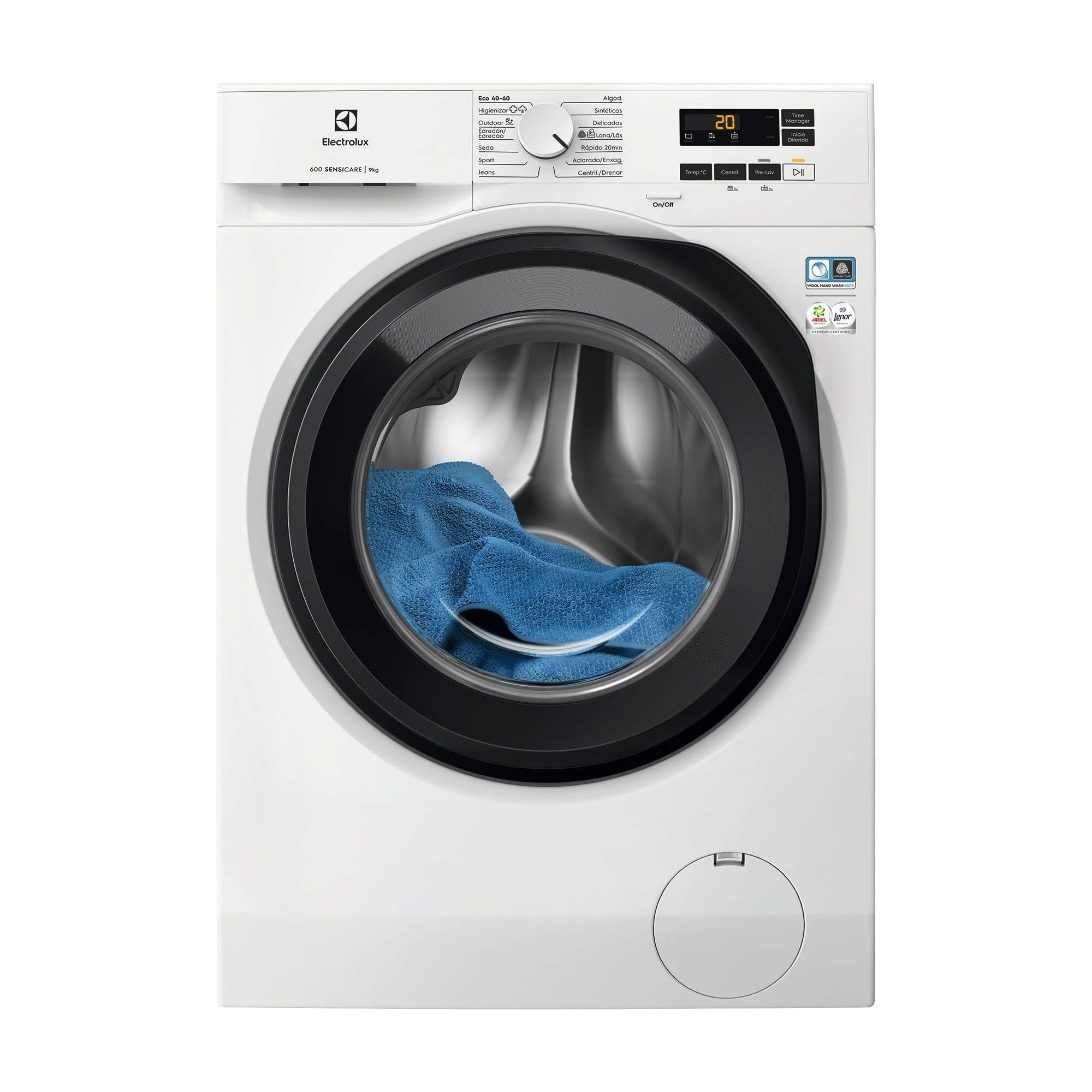 Electrolux EFI6194O2B Lavadora de Carga Frontal 9 Kg, Libre Instalación, Función SensiCare, Motor Inverter, Programa Higiene, Función TimeManager, Clase A